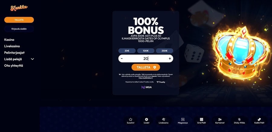 kasinotarjousten lunastaminen