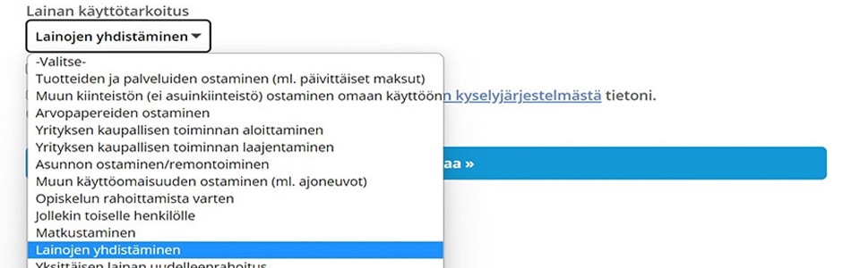Yhdistelylainan hakeminen